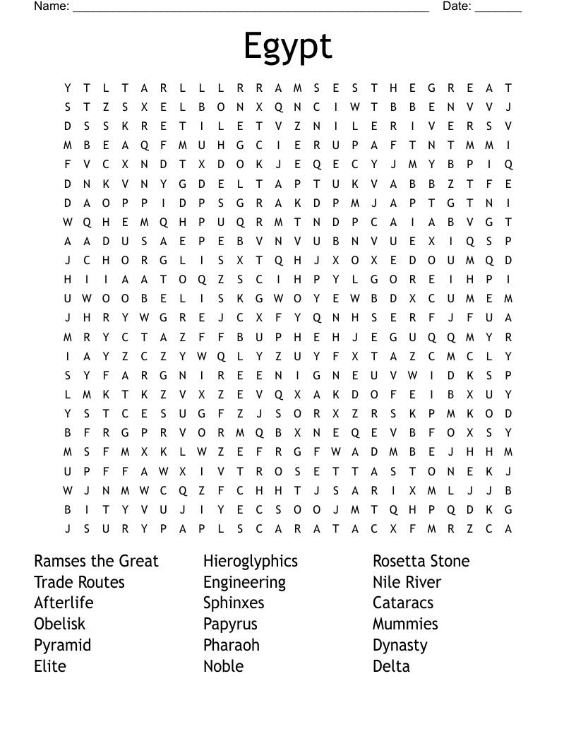 Egypt Word Search