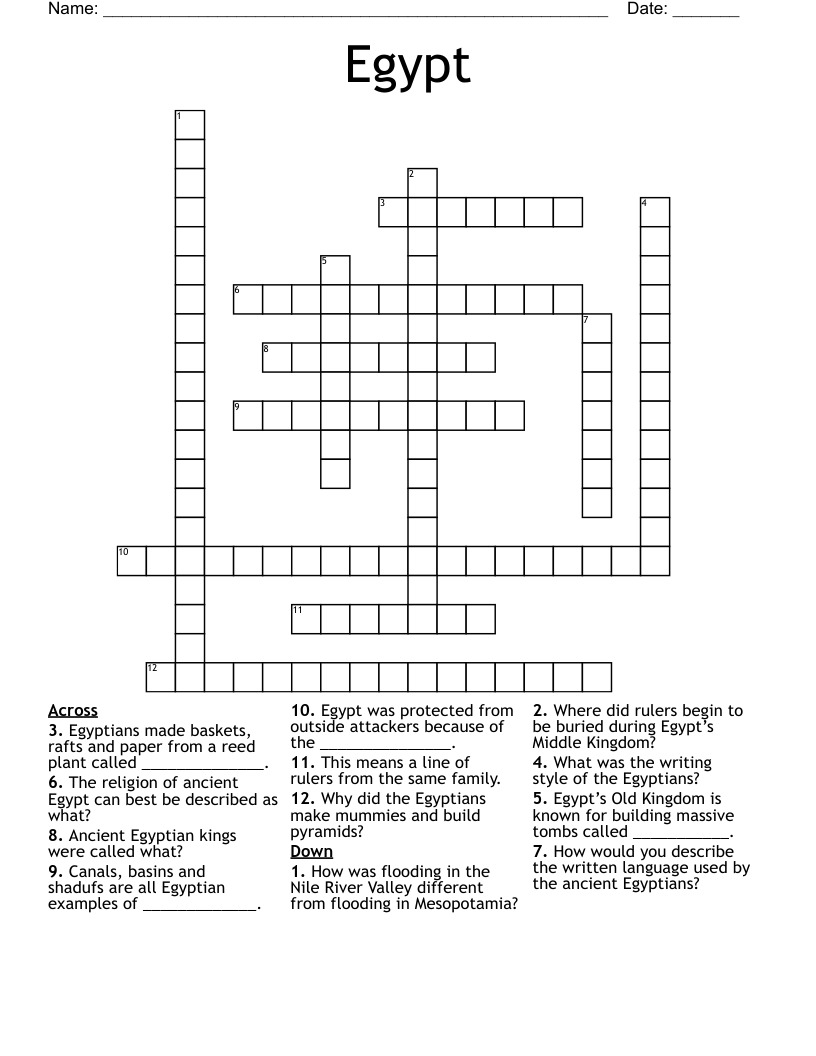 Egypt Crossword