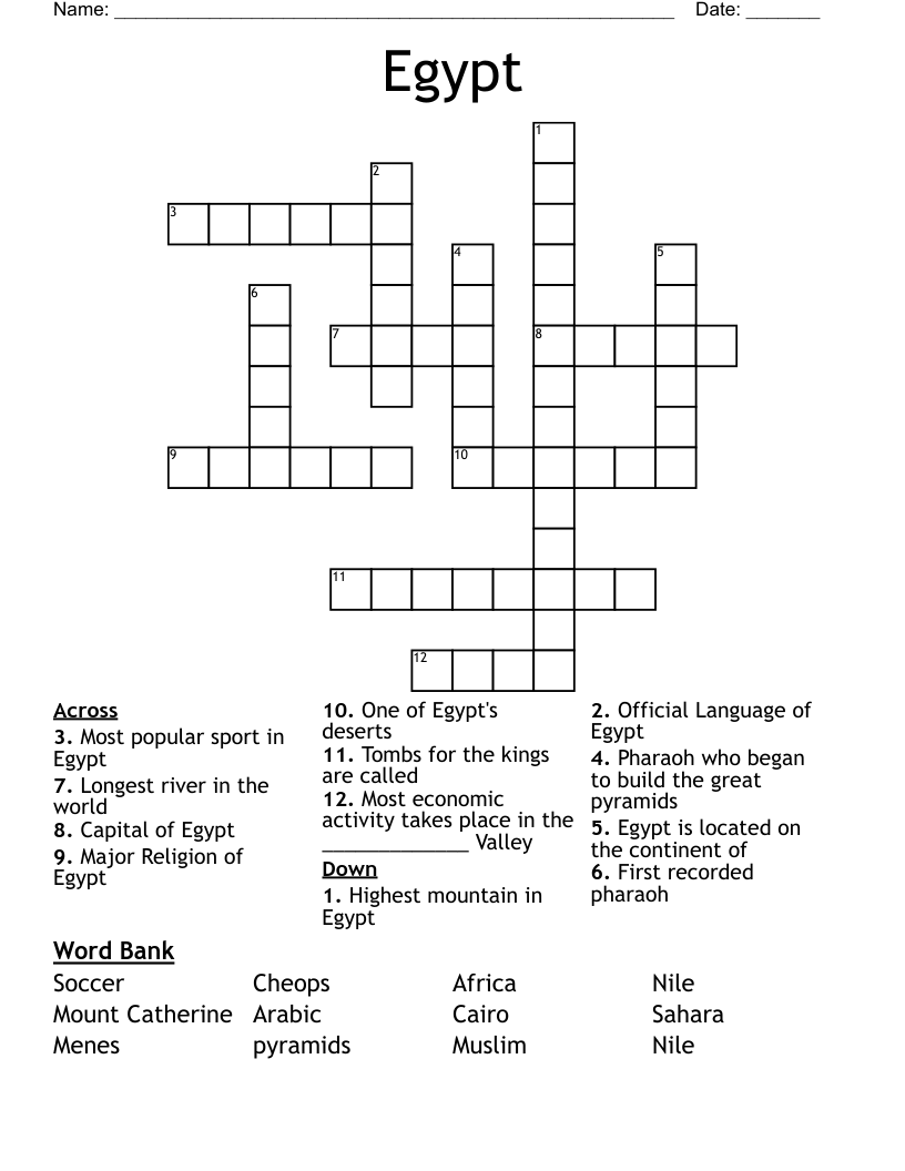 Egypt Crossword