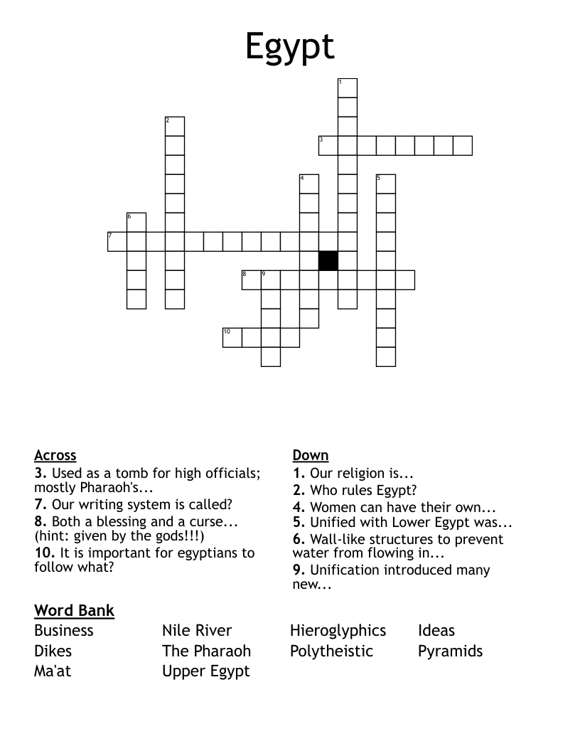 Egypt Crossword