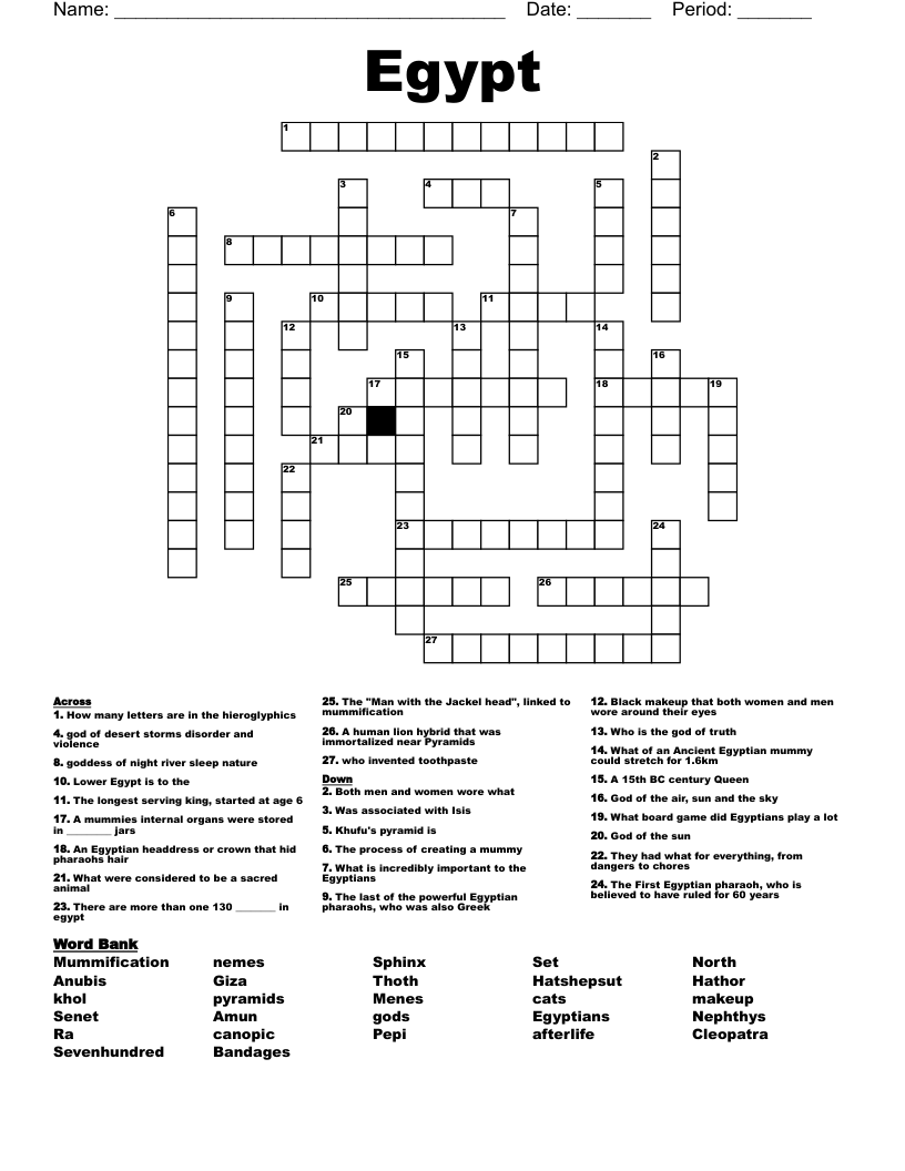 Egypt Crossword