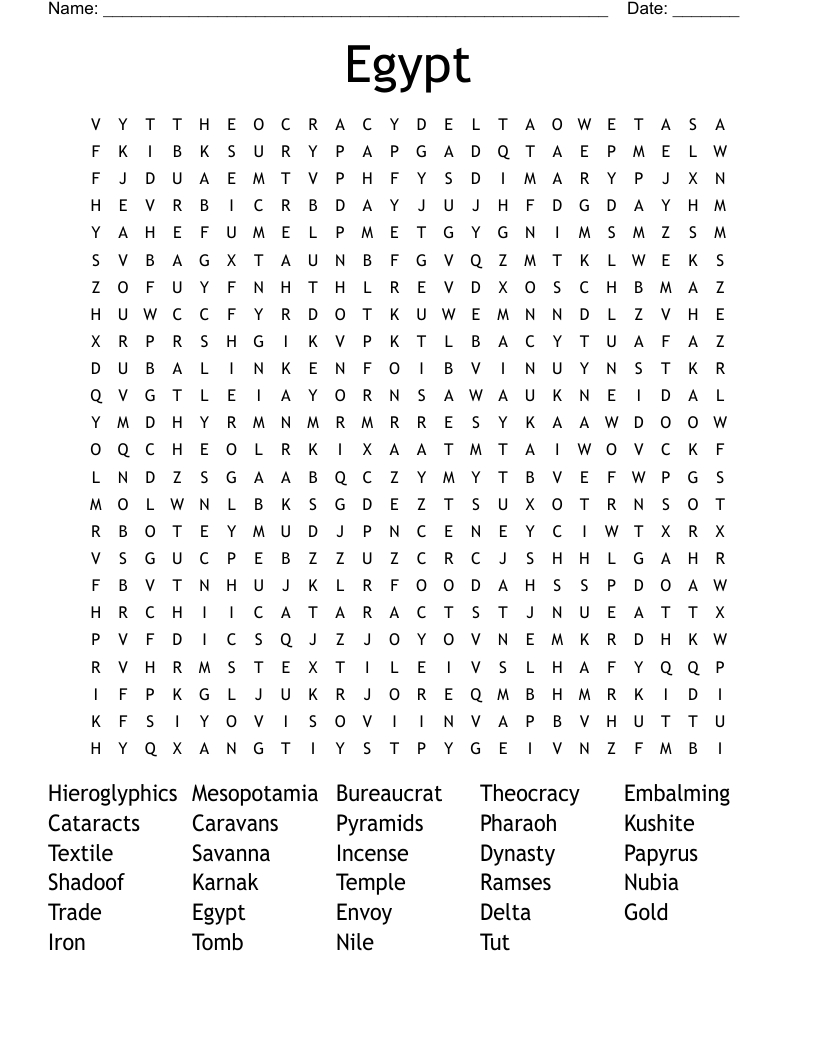 Egypt Word Search