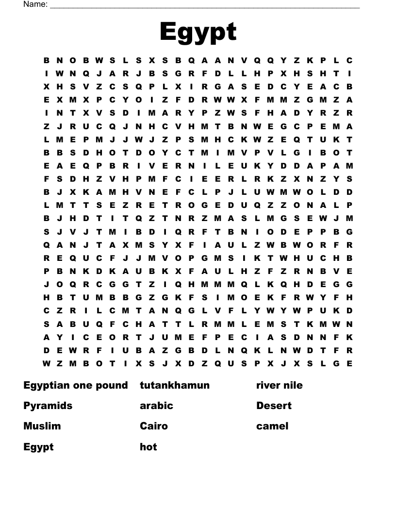 Egypt Word Search