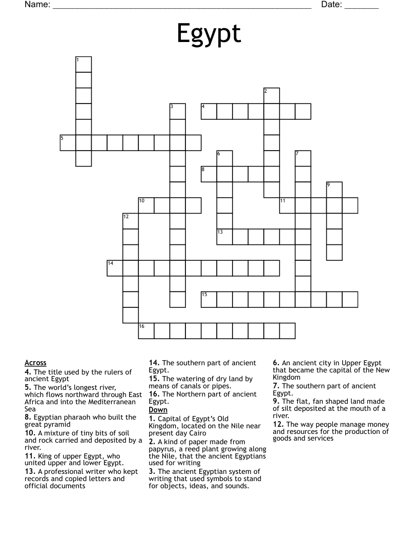 Egypt Crossword