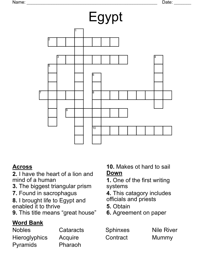 Egypt Crossword