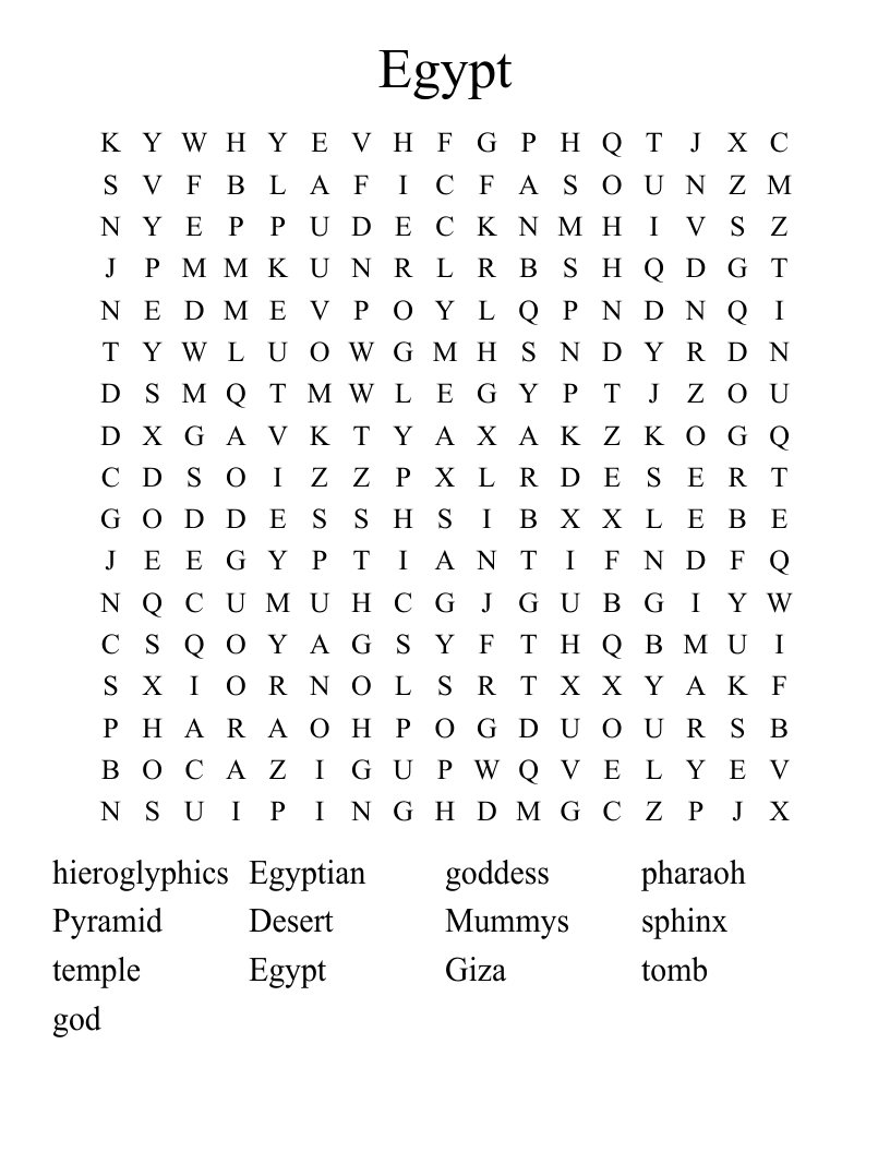 Egypt Word Search