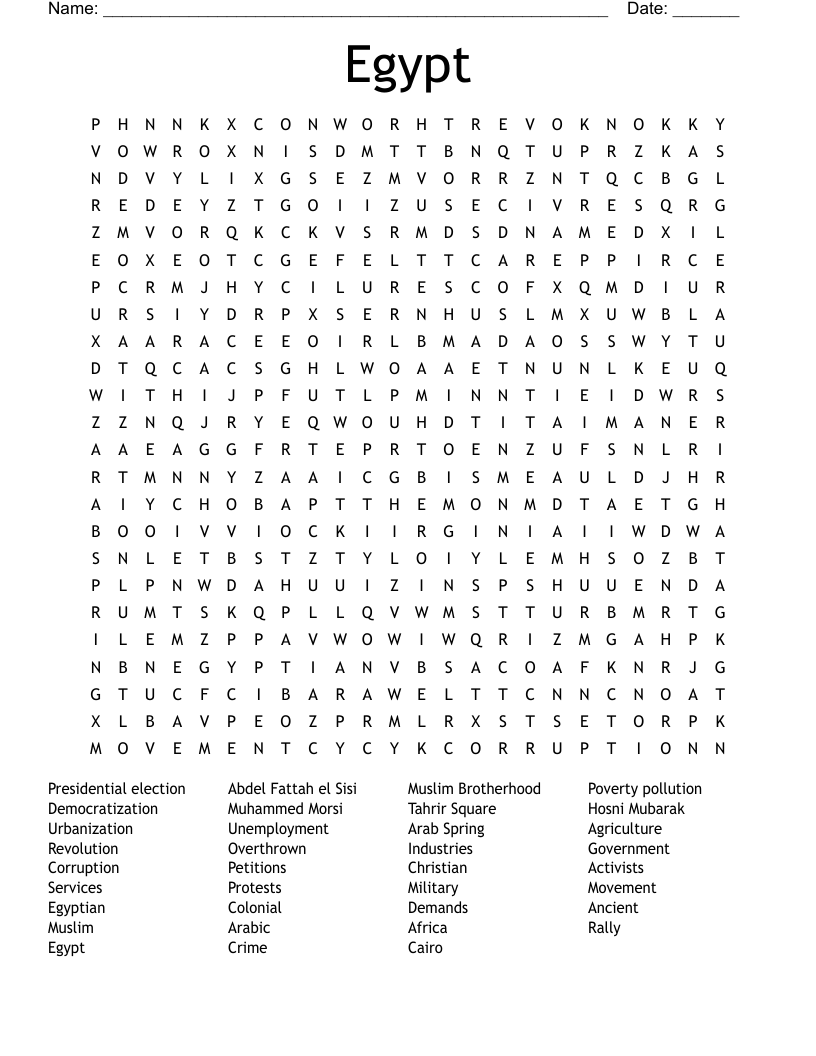 Egypt Word Search