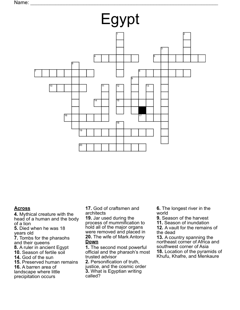 Egypt Crossword