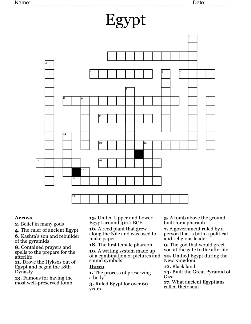 Egypt Crossword
