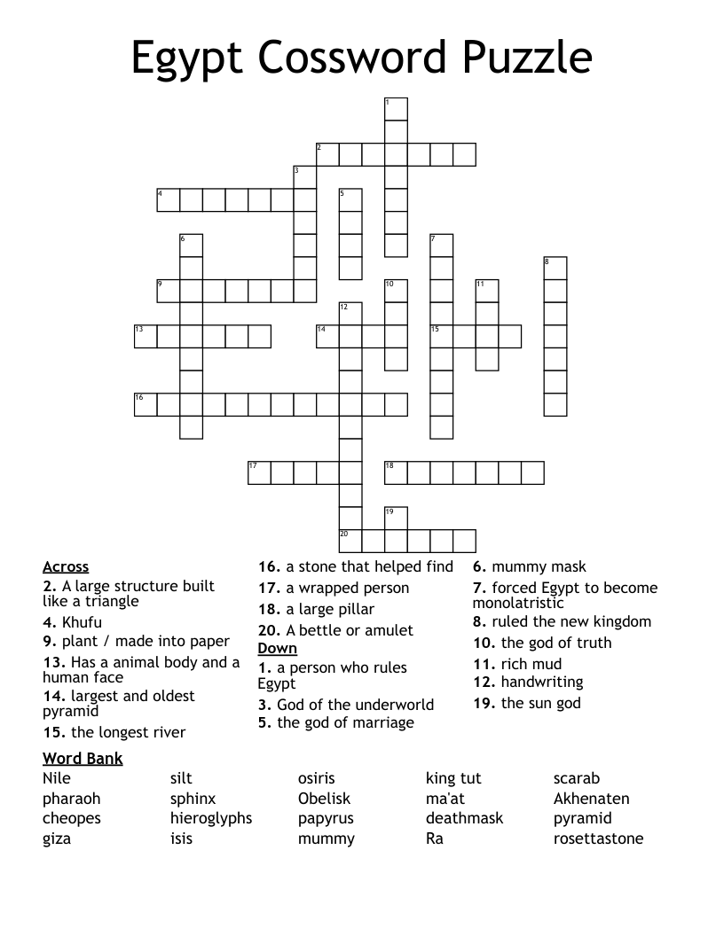 Egypt Cossword Puzzle Crossword