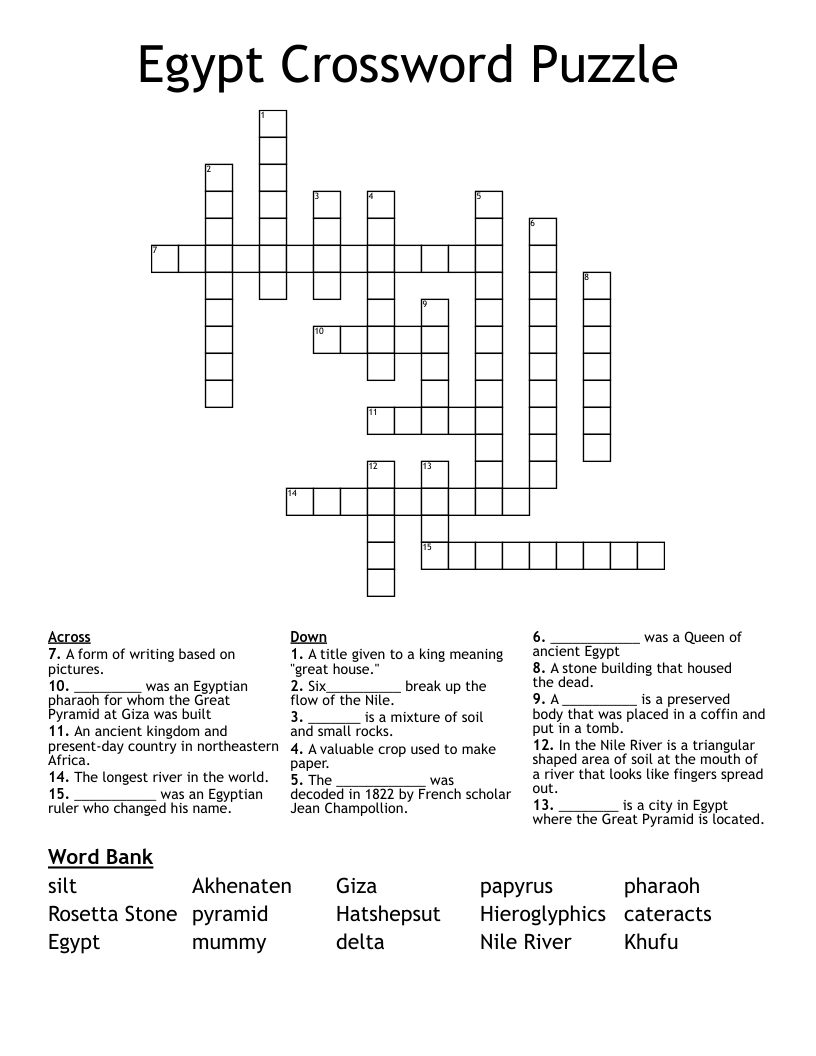 Egypt Crossword Puzzle