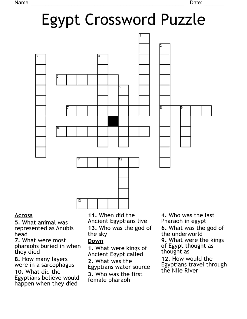Egypt Crossword Puzzle