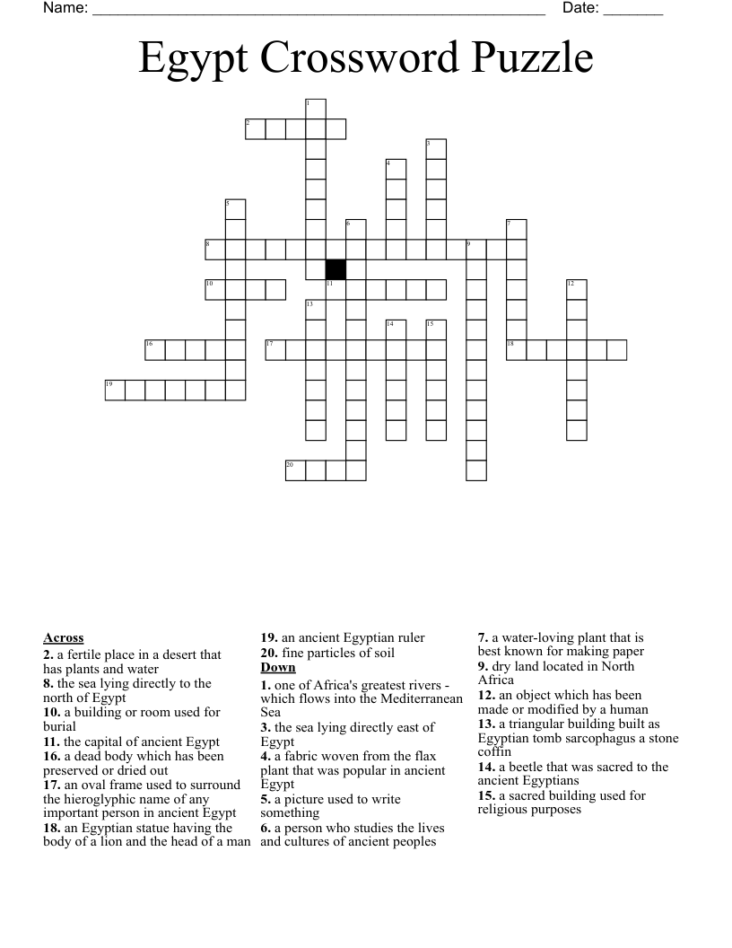 Egypt Crossword Puzzle