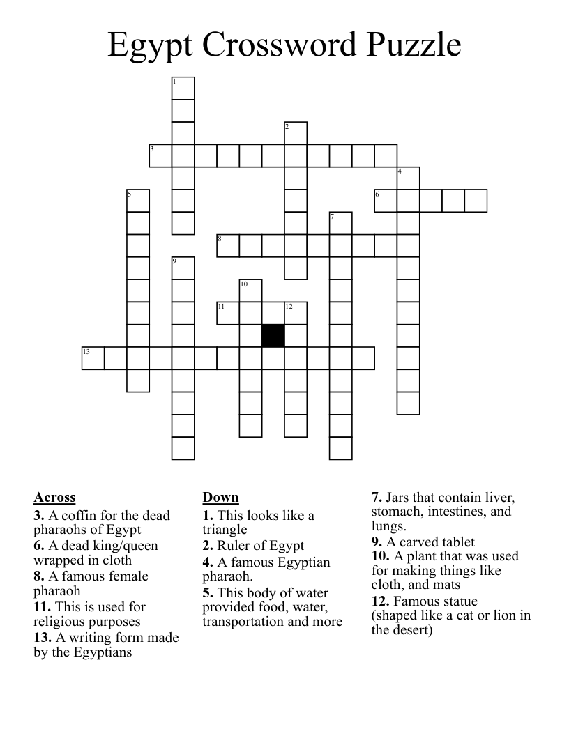 Egypt Crossword Puzzle