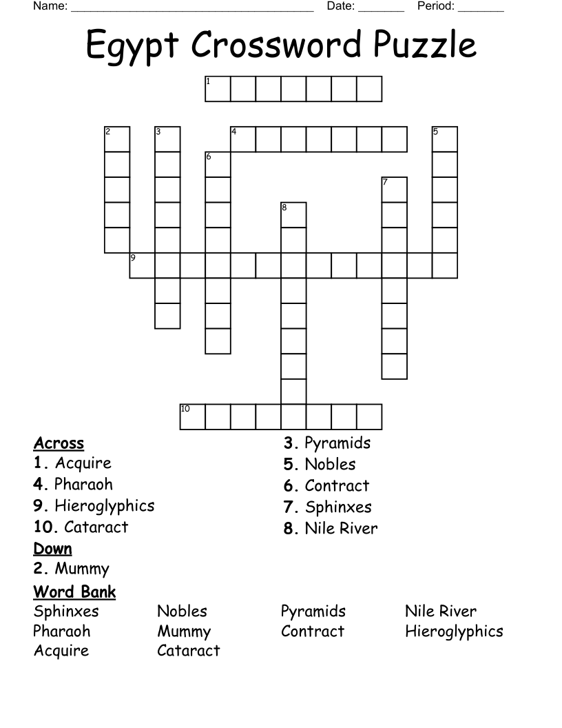 Egypt Crossword Puzzle