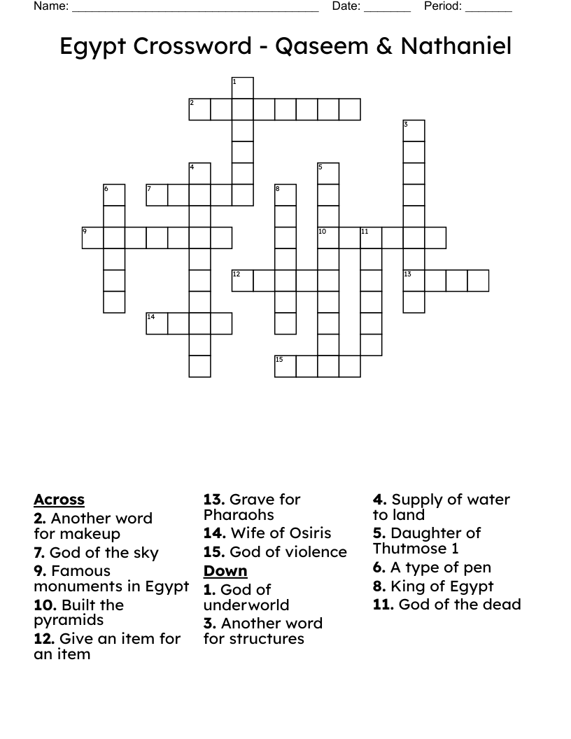 Egypt Crossword - Qaseem & Nathaniel