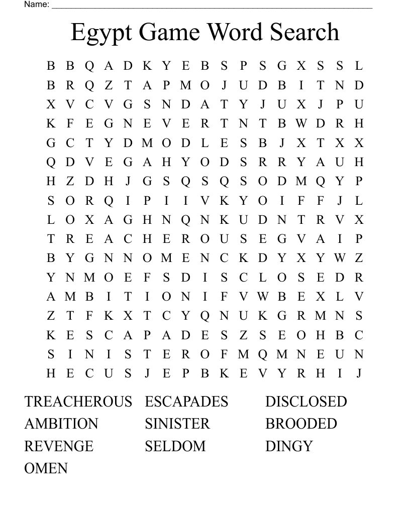 Egypt Game Word Search