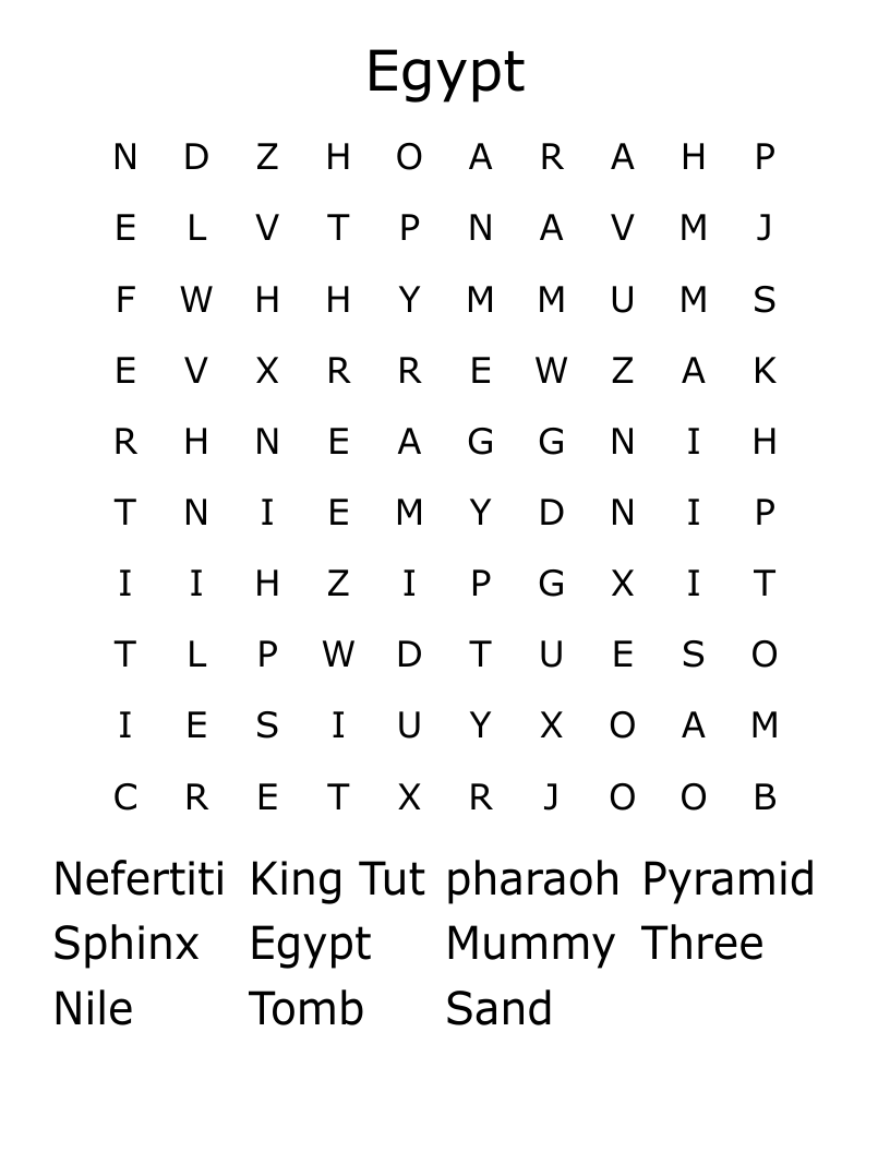 Egypt  Word Search