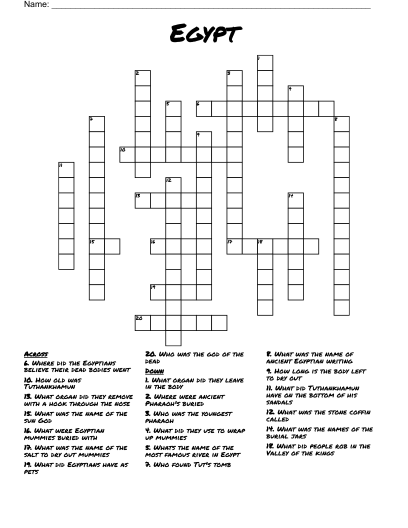 Egypt  Crossword