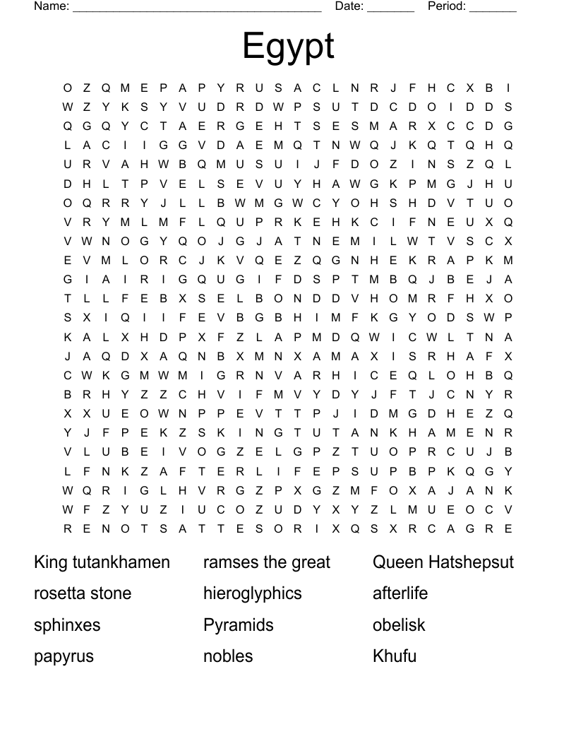 Egypt  Word Search