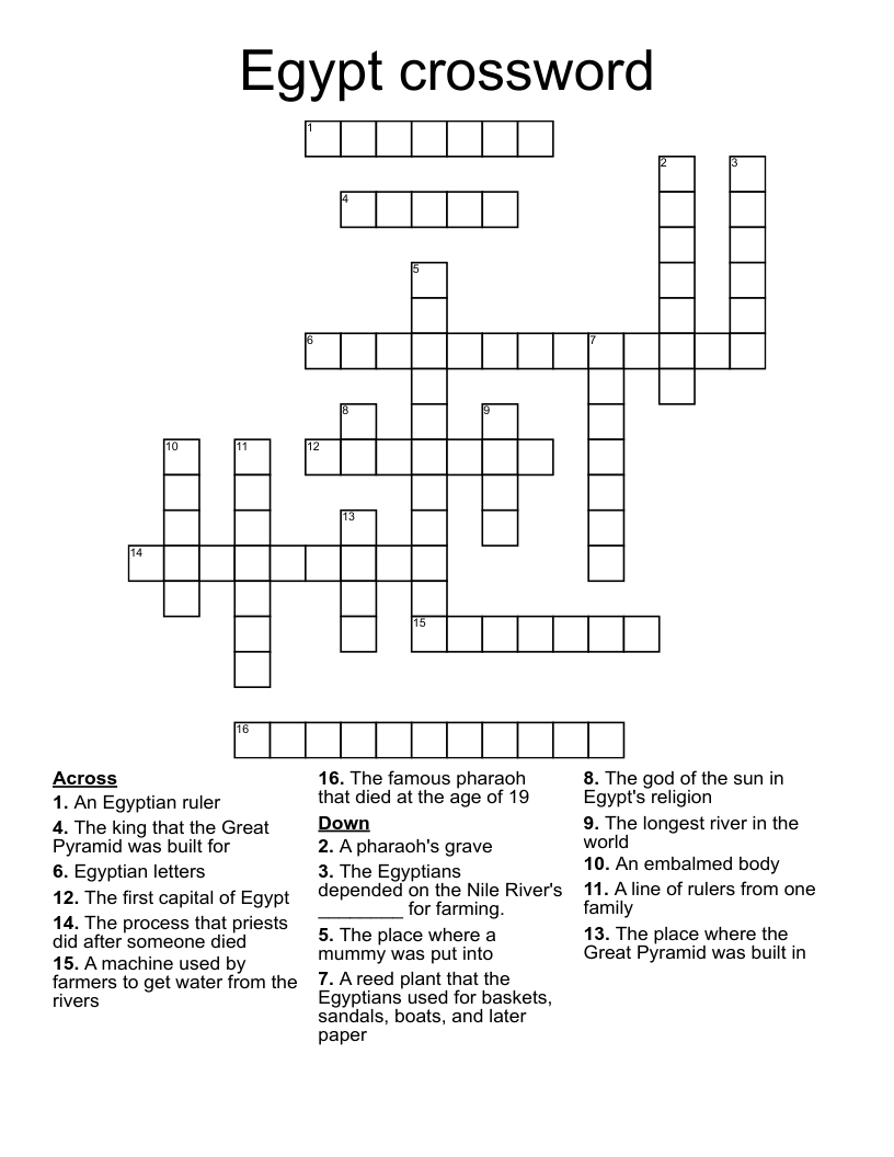 Egypt crossword