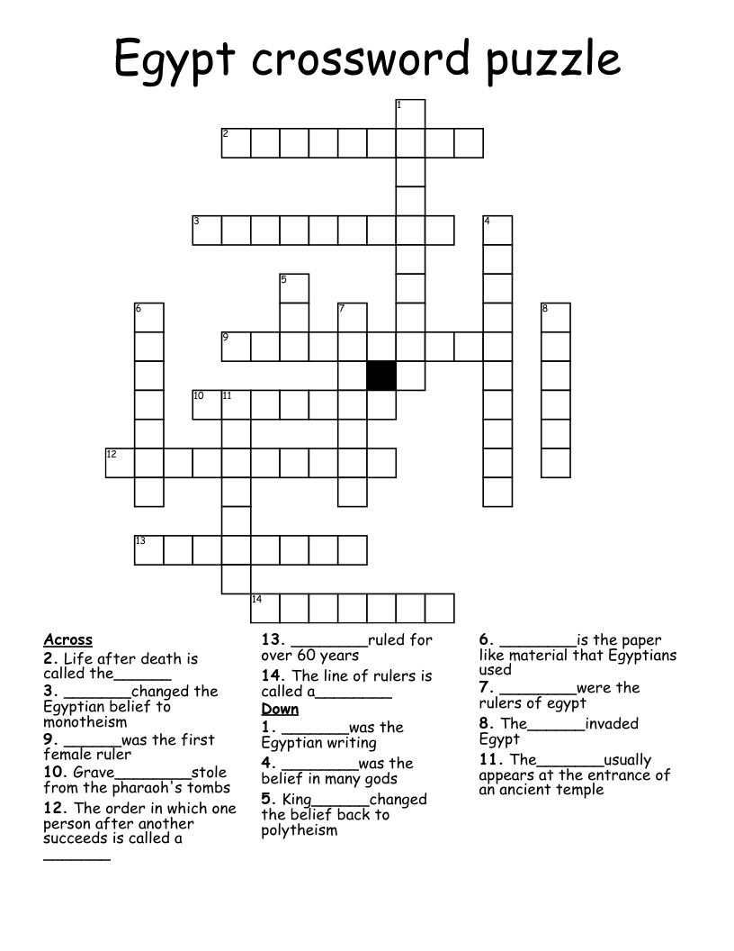 Egypt crossword puzzle