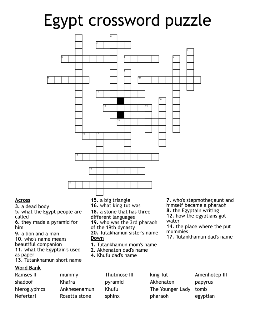Egypt crossword puzzle
