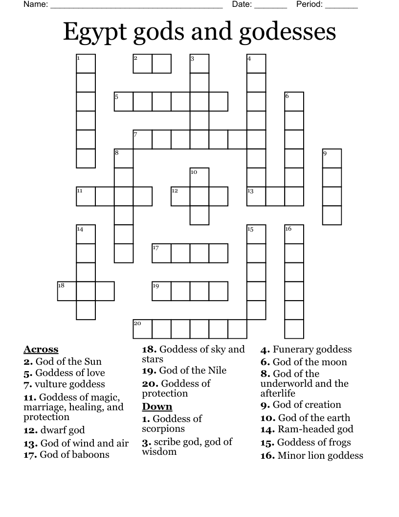 Egypt gods and godesses Crossword