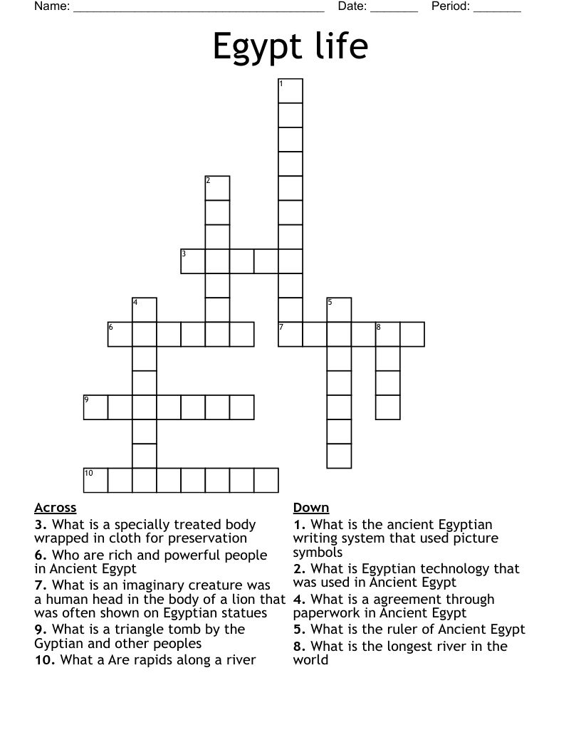 Egypt life Crossword