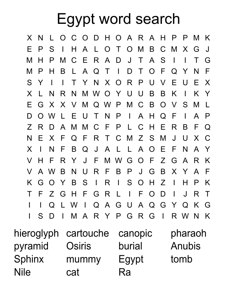Egypt word search