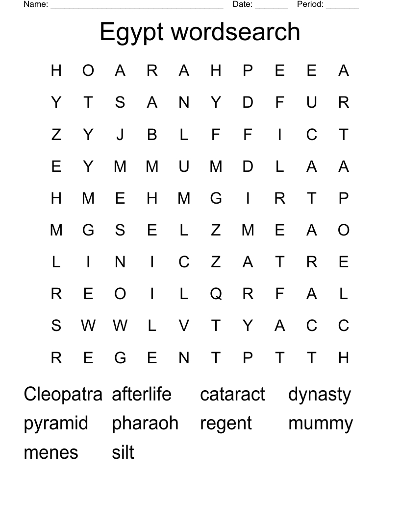 Egypt wordsearch