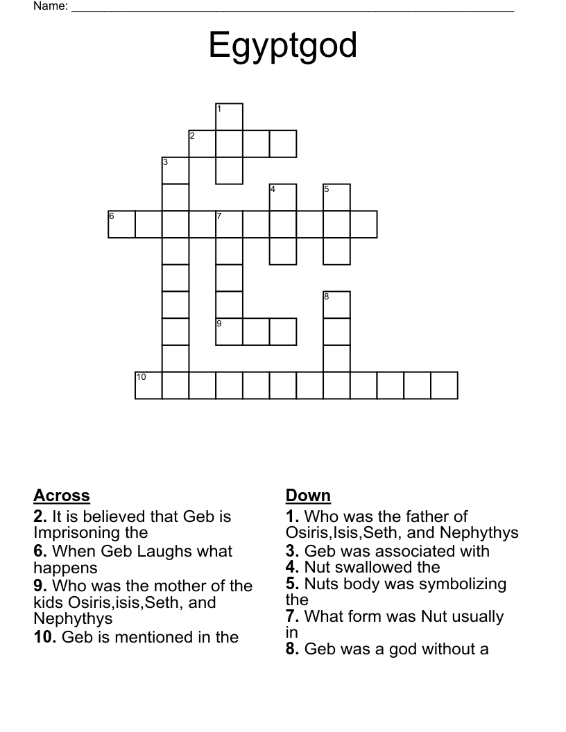 Egyptgod Crossword