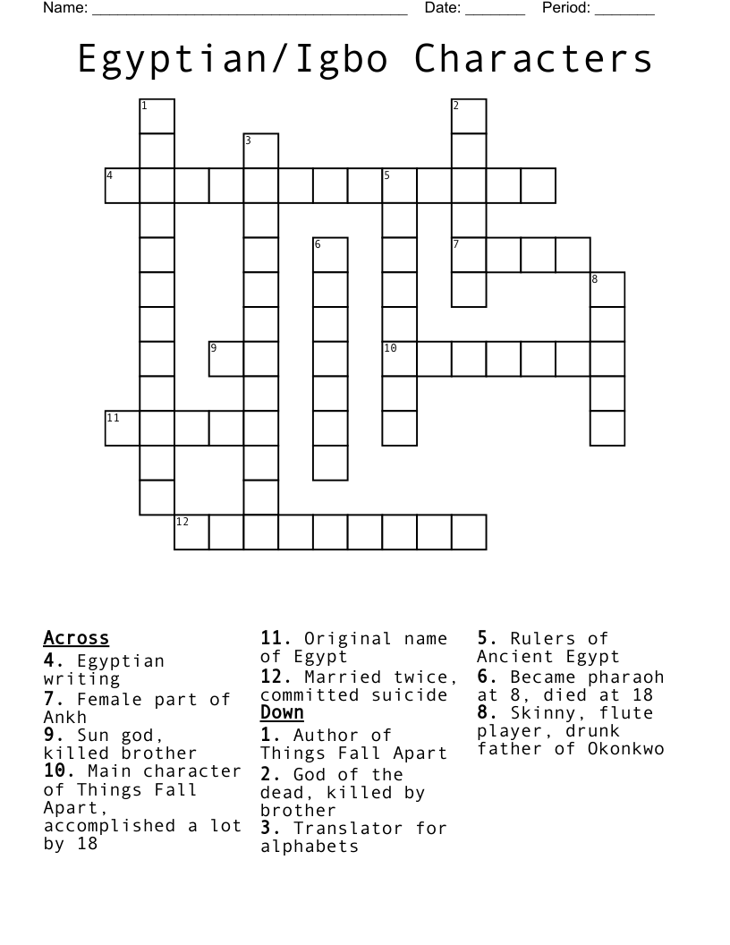 Egyptian/Igbo Characters Crossword
