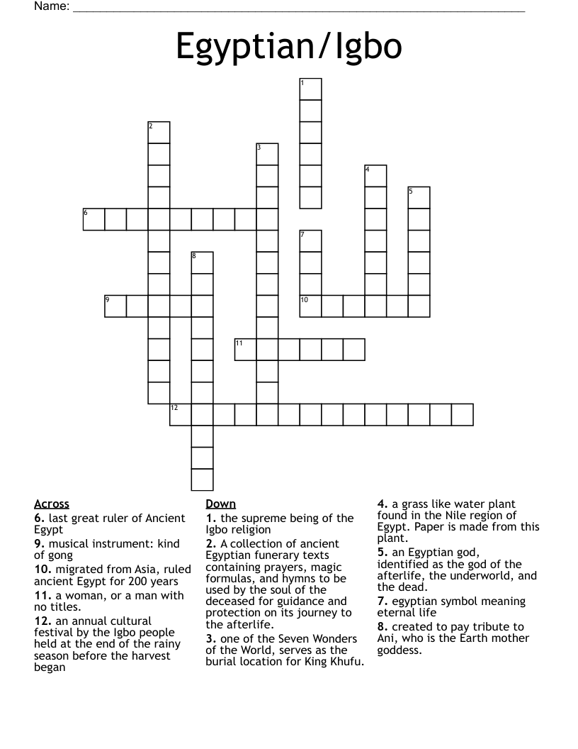 Egyptian/Igbo  Crossword