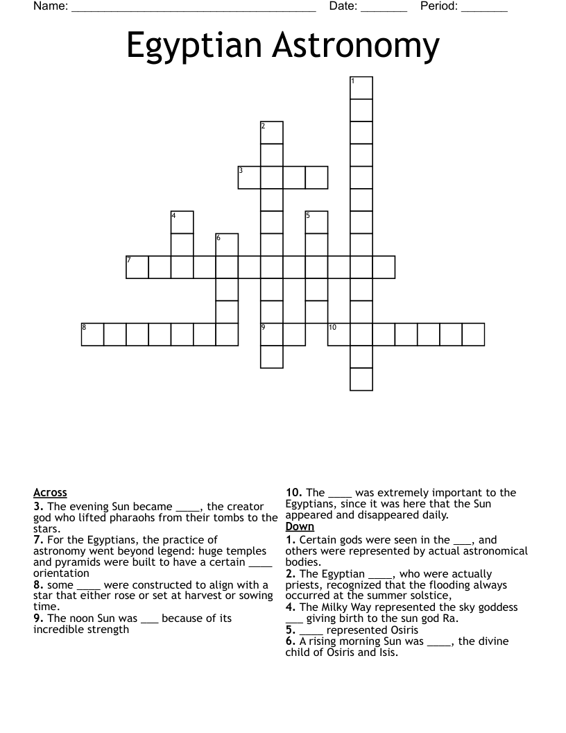 Egyptian Astronomy Crossword