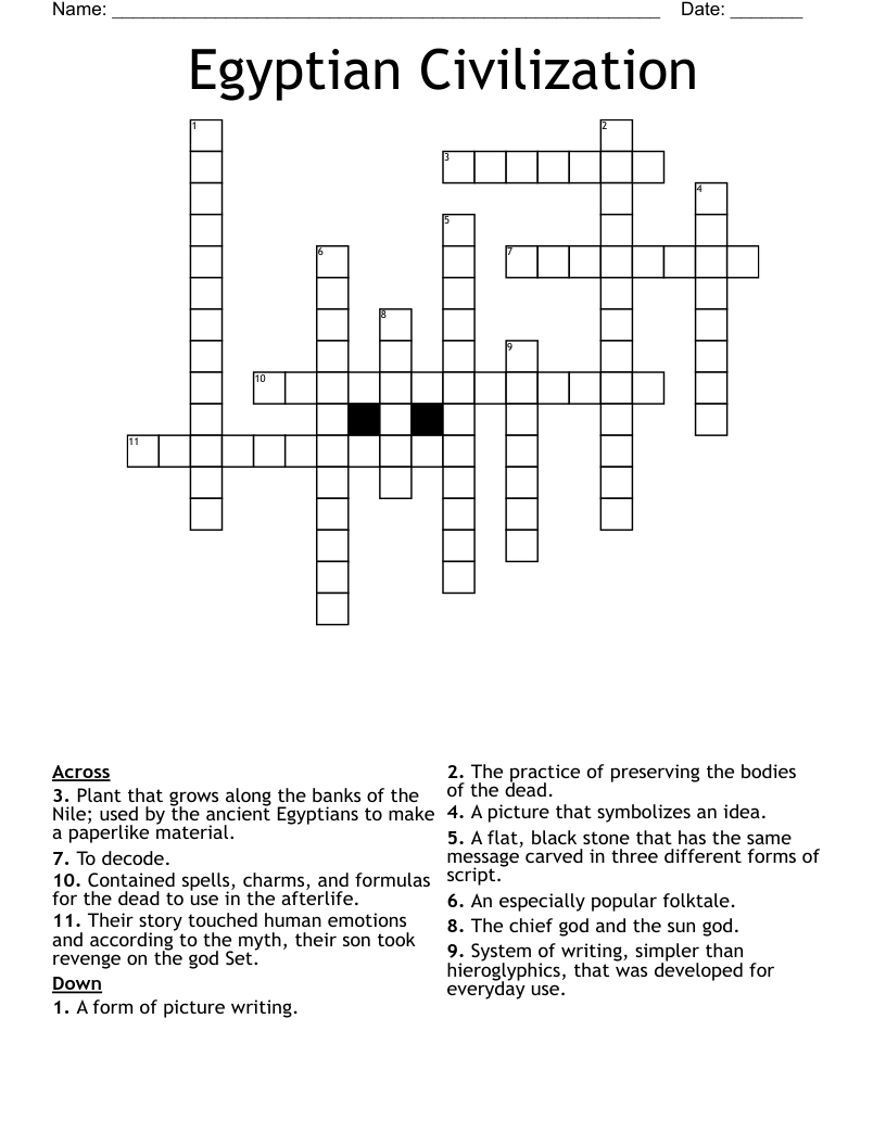 Egyptian Civilization Crossword