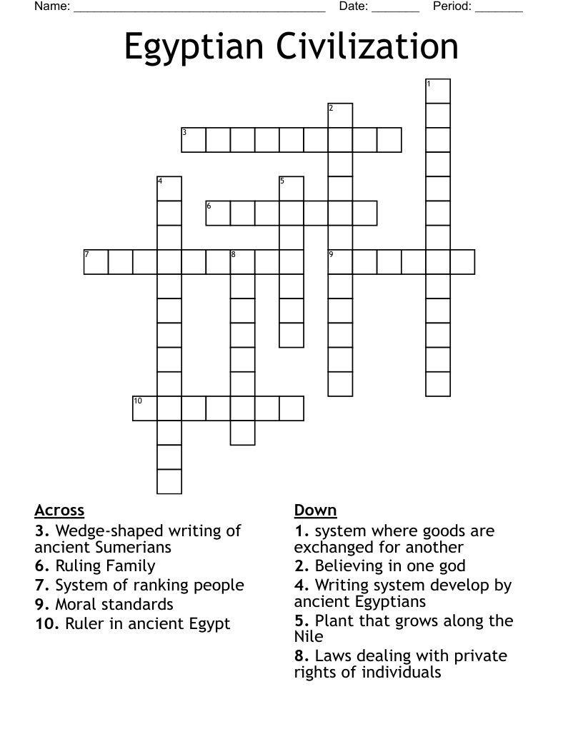Egyptian Civilization  Crossword