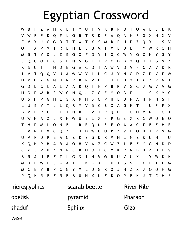 Egyptian Crossword Word Search