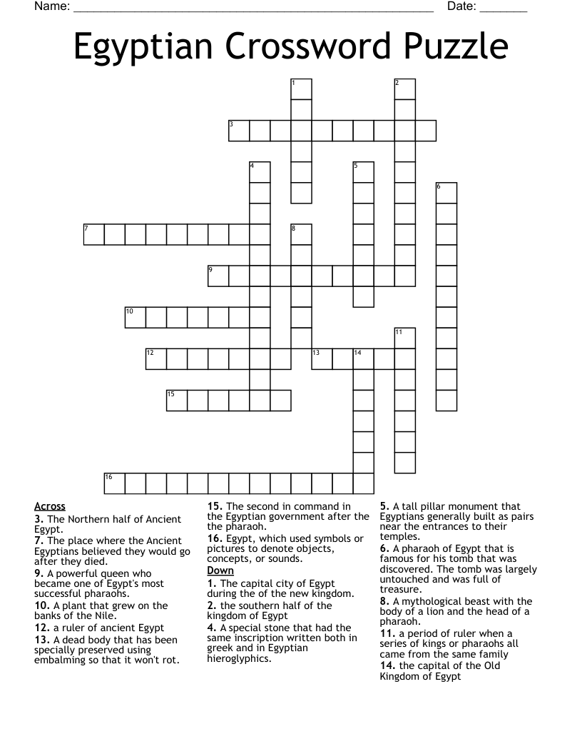 Egyptian Crossword Puzzle