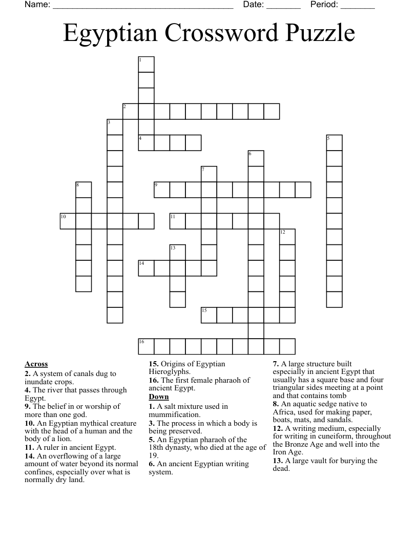 Egyptian Crossword Puzzle