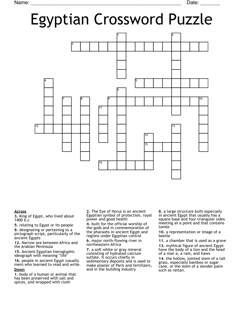Egyptian Crossword Puzzle 