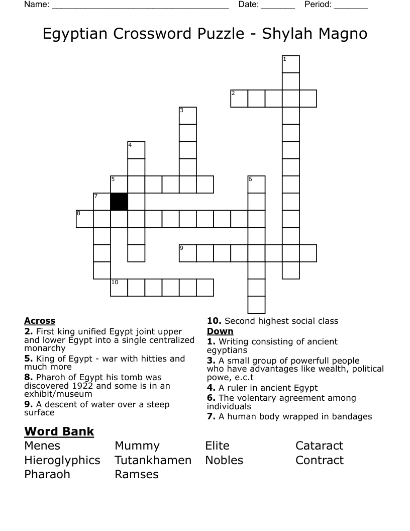 Egyptian Crossword Puzzle - Shylah Magno