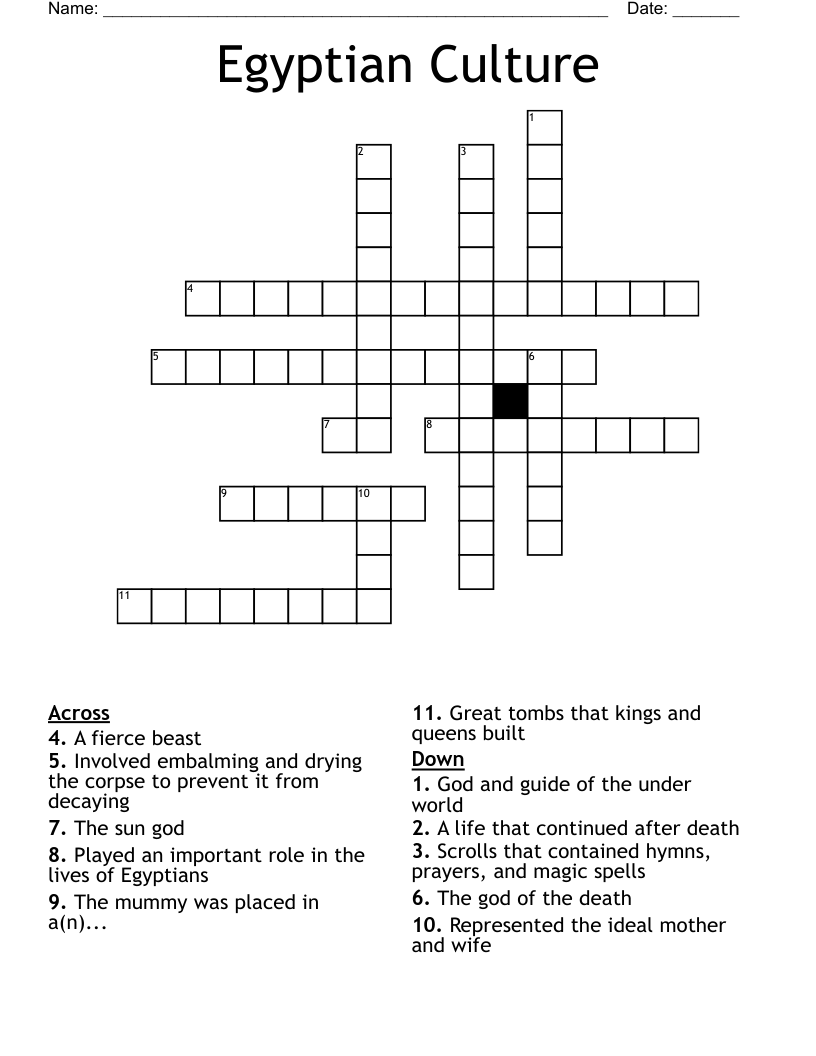 Egyptian Culture Crossword