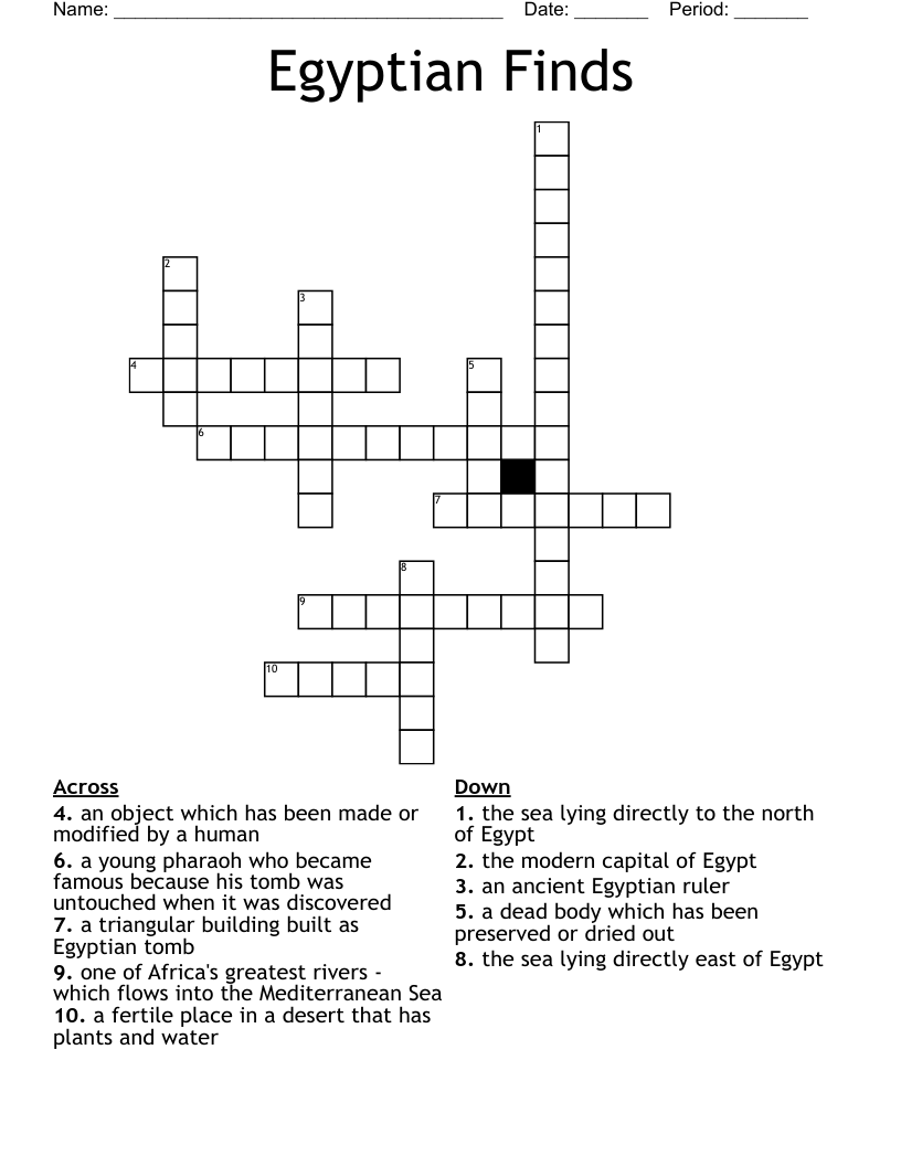 Egyptian Finds  Crossword