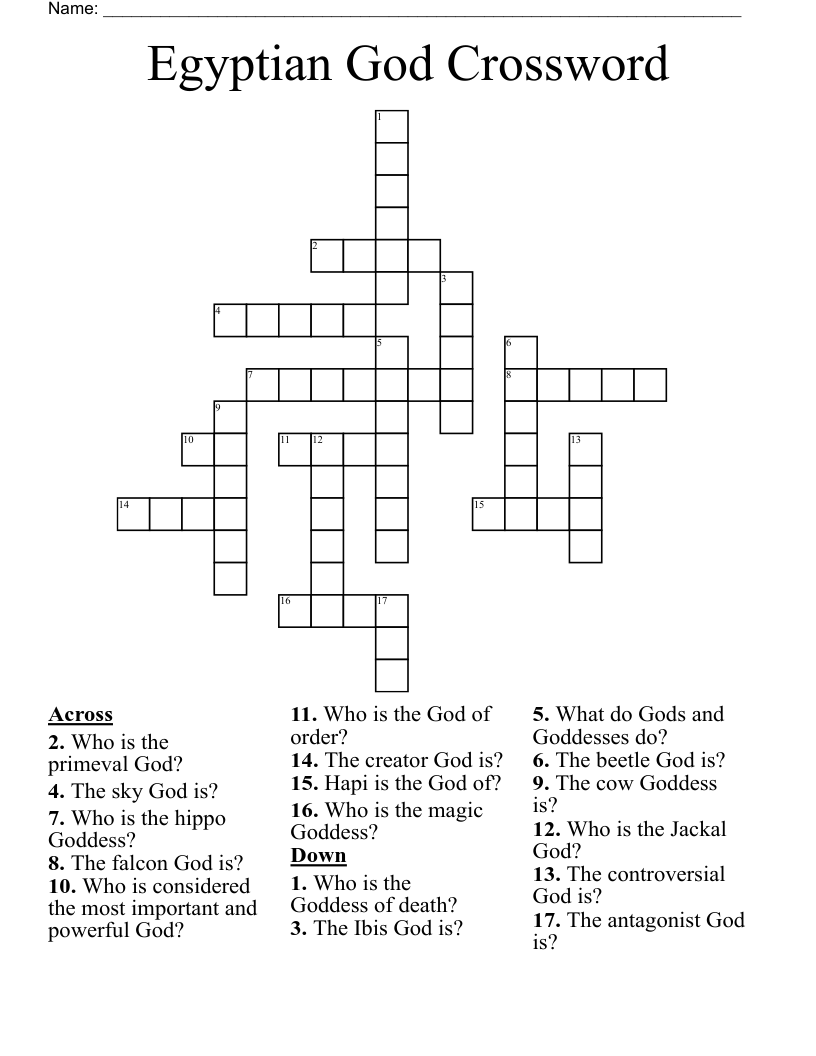 Egyptian God Crossword 