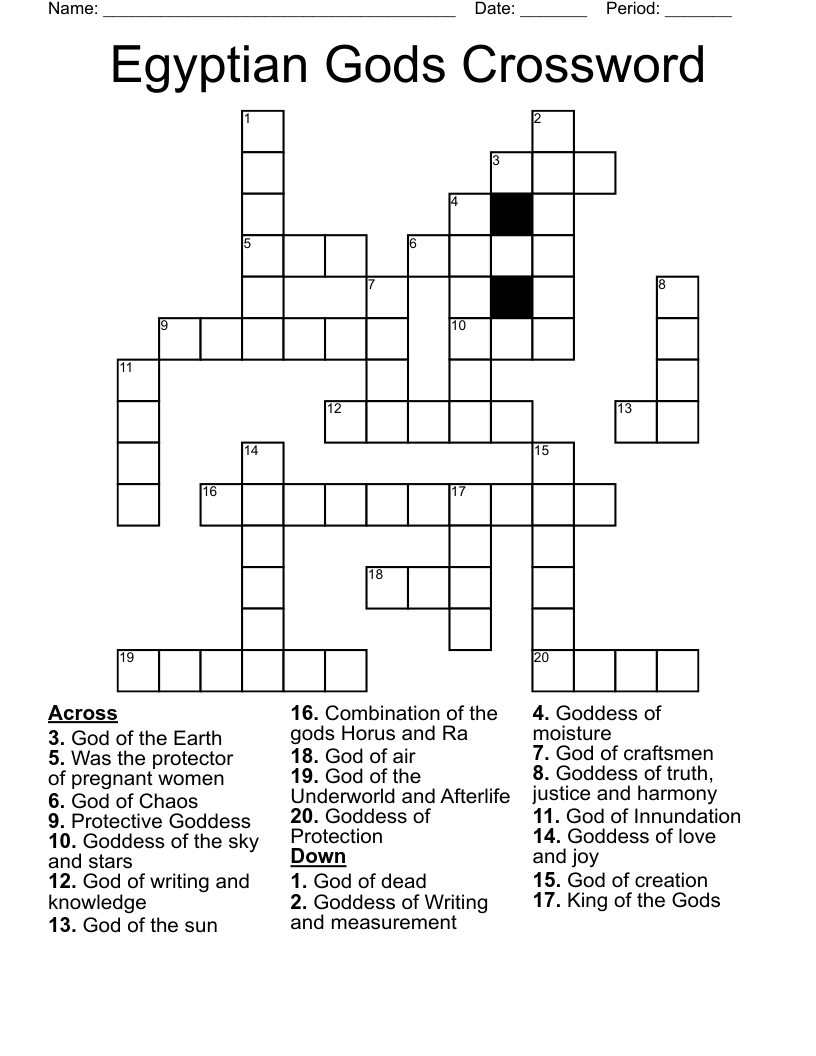 Egyptian Gods Crossword
