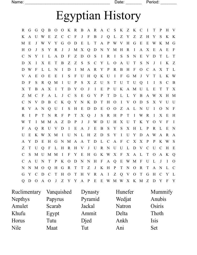 Egyptian History Word Search