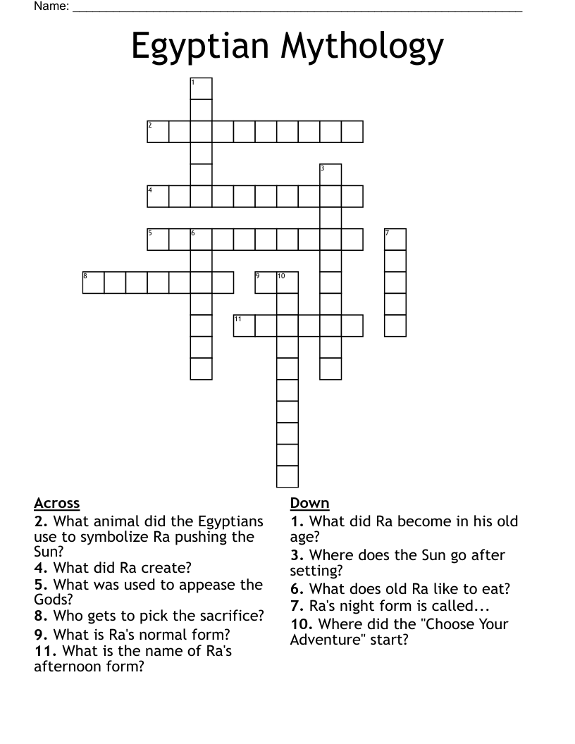 Egyptian Mythology Crossword