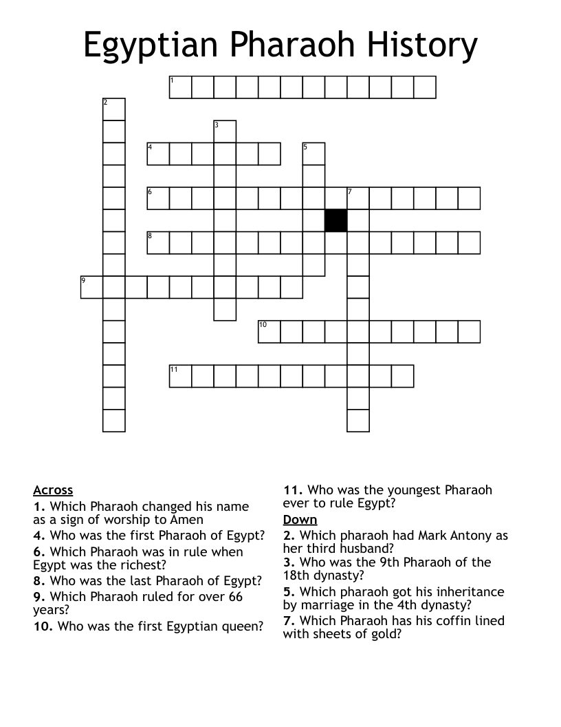 Egyptian Pharaoh History  Crossword