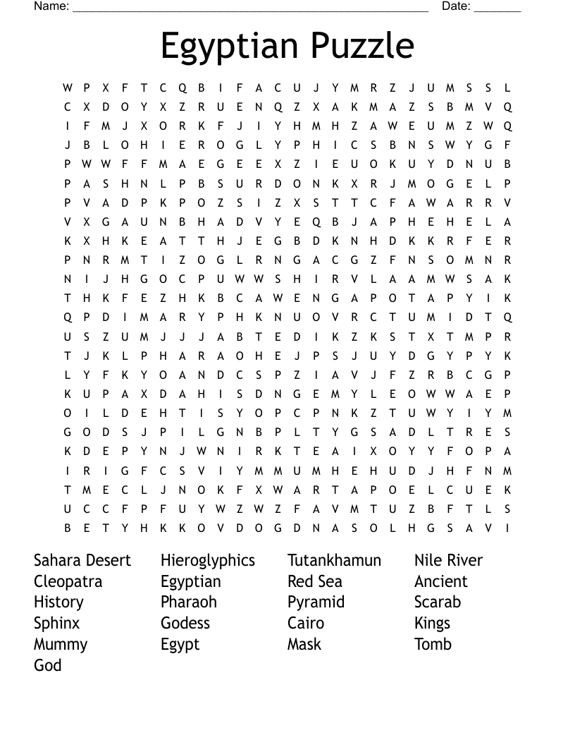 Egyptian Puzzle Word Search